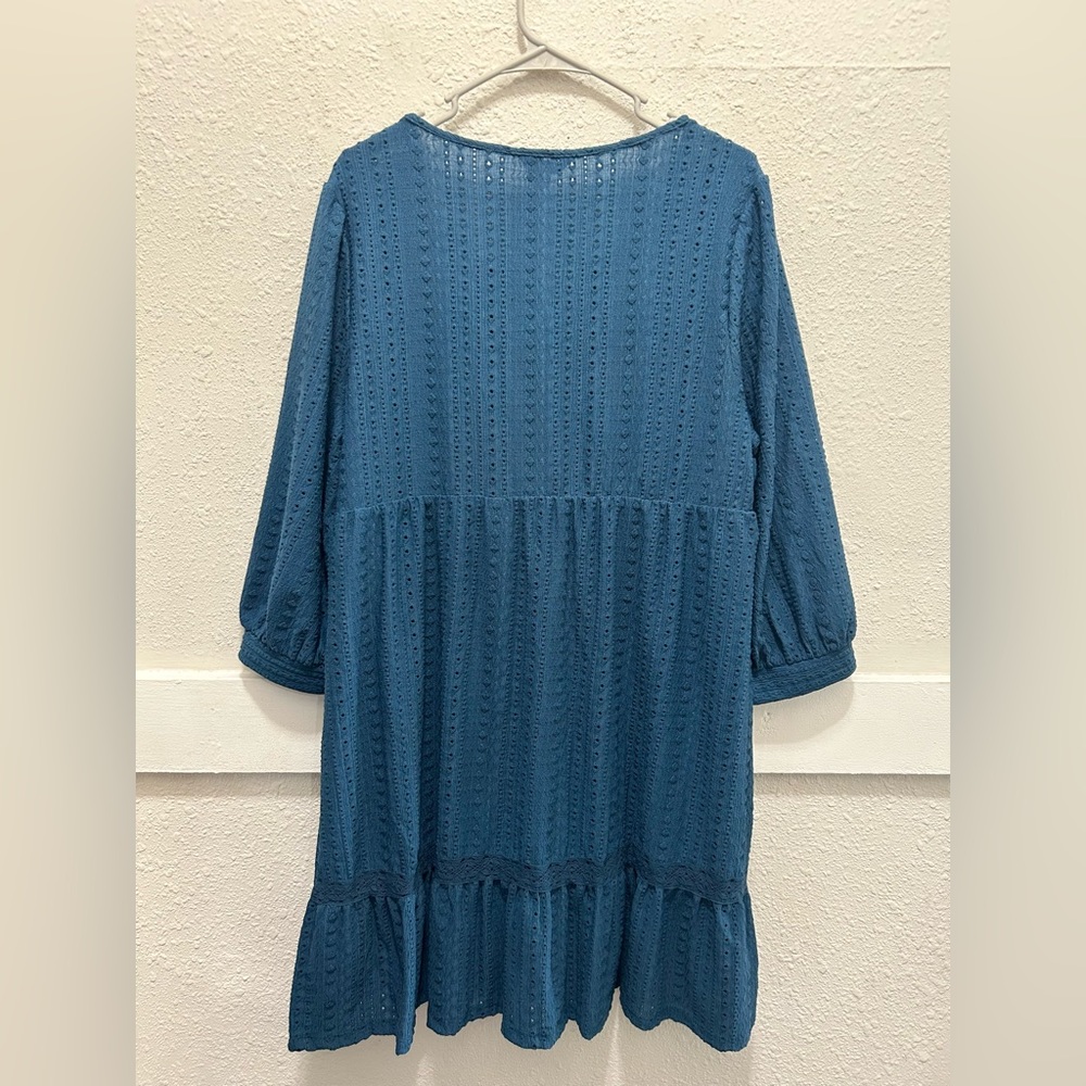 Frye and Co. Eyelet Lace 3/4 Sleeve Dress in Deep Dive NWT Size XL - Picture 6 of 8